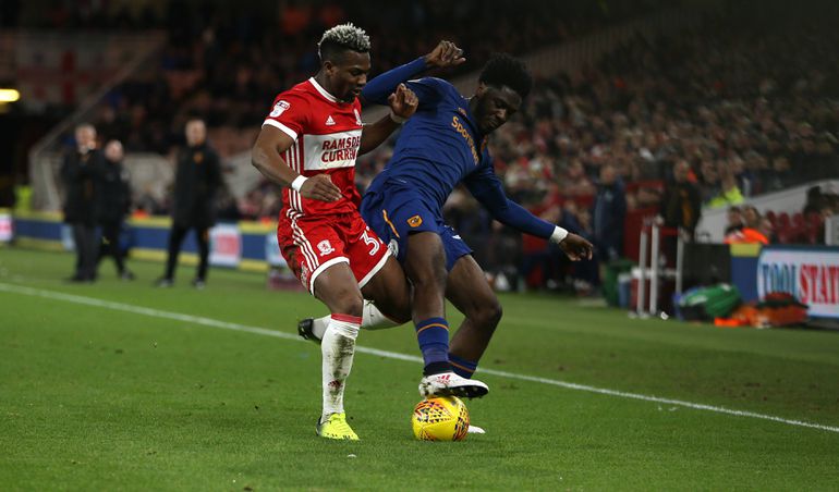Ola Aina vs Adama Traore in Hull City vs Middlesbrough || Image credit: Imago