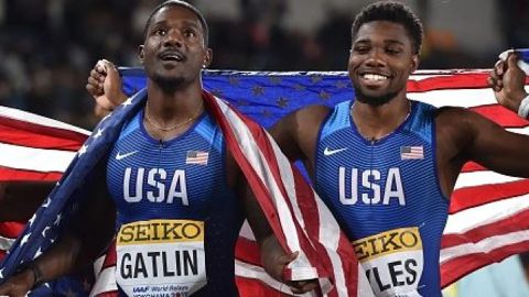 Justin Gatlin gives success tips to Noah Lyles as he seeks Olympic quadruple