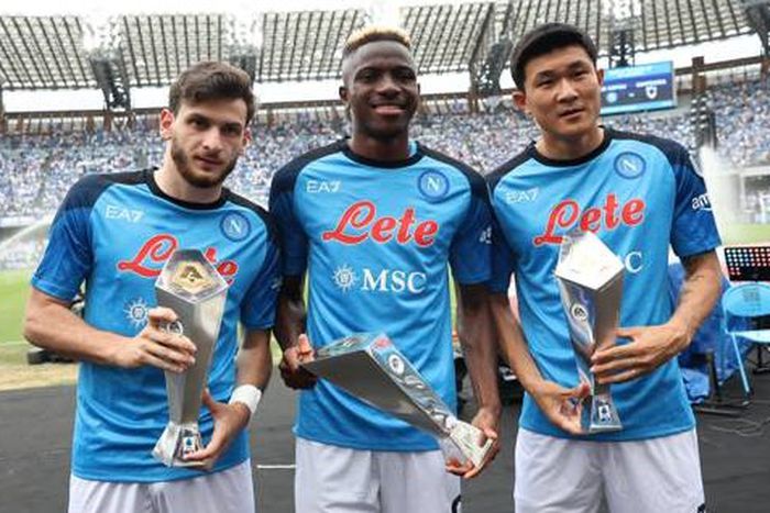 Khvicha Kvaratskhelia, Victor Osimhen and Kim Min-Jae were key to Napoli's title success in 2023 | Imago