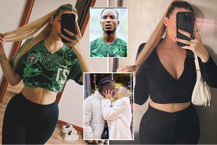 Bruno Onyemeachi’s girlfriend flaunts Super Eagles jersey in cute mirror selfies