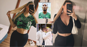 Ines Fontes: Bruno Onyemeachi’s ‘Onyinbo’ girlfriend flaunts Super Eagles jersey in cute mirror selfies