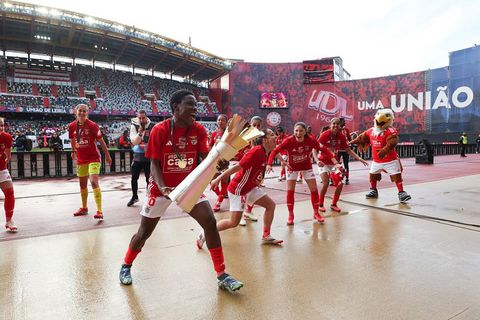 Super Falcons star Christy Ucheibe celebrates Benfica Cup title