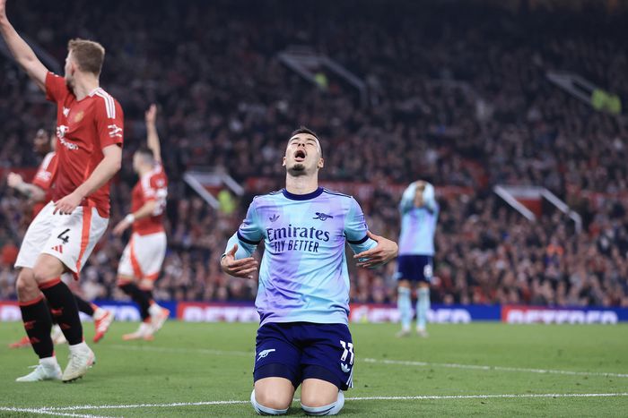 A frustrated Gabriel Martinelli against Manchester United | Imago