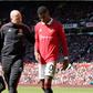 Marcus Rashford limps off during Manchester United vs Everton match.