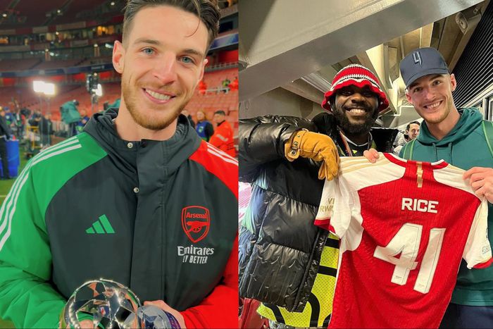 Nigerian Afrobeats star Odumodublvck celebrates his song about Declan Rice as midfielder powers Arsenal to Champions League win against Real Madrid.