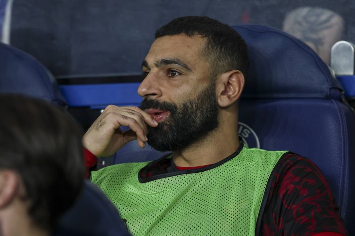 Mohamed Salah watching from the bench while his team got picked apart in Paris