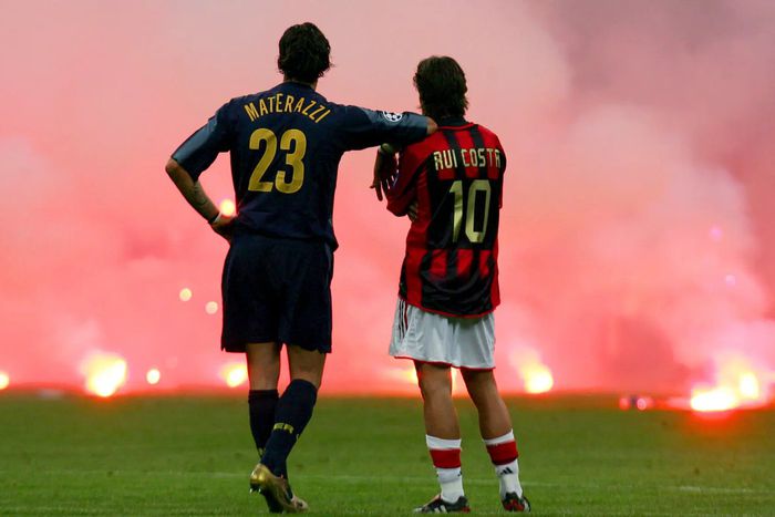 Milan Derby Rui Costa and Marco Materazzi