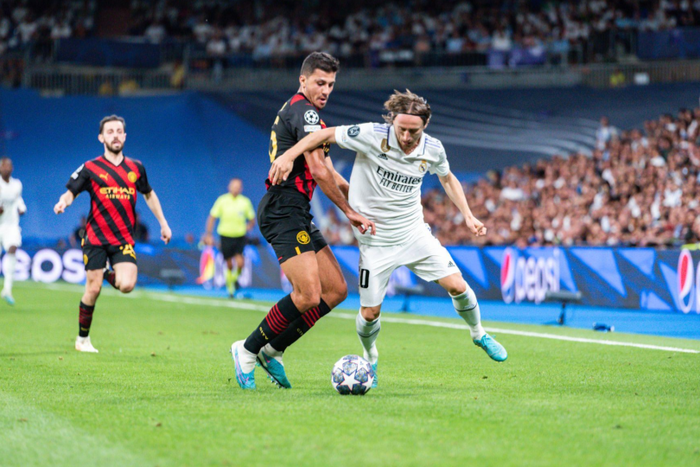 Luka Modric in action against Manchester City