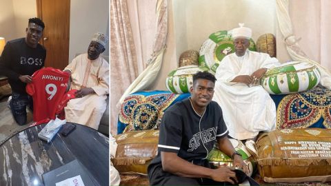 Super Eagles star Taiwo Awoniyi gifts Emir of Ilorin Nottingham Forest jersey