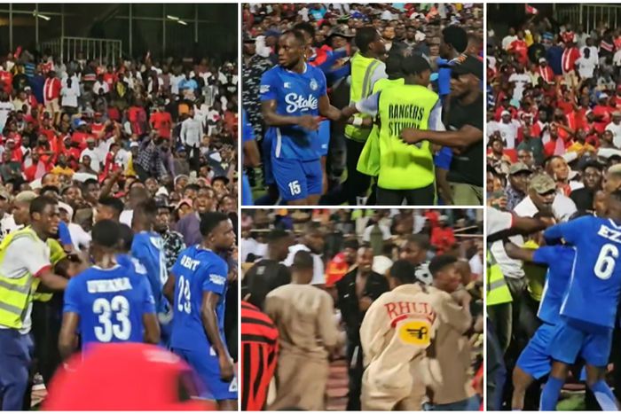 A packed Rangers stadium descended into chaos after the penalty against Enyimba.