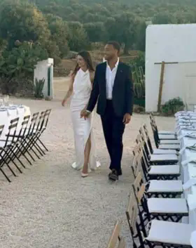 Super Eagles of Nigeria star Cyriel Dessers weds partner Rosalie De Ruysscher in Italy.