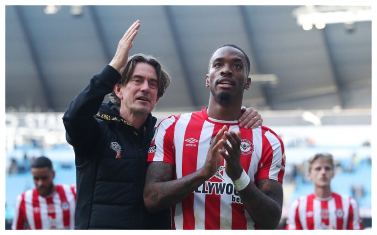 Ivan Toney and Thomas Frank at Brentford