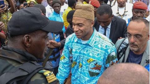 Mbappe's outfit in traditional Sawa attire went viral on social media.