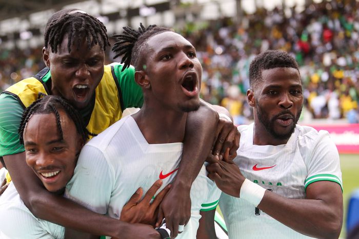 Chrisantus Uche, Kelechi Iheanacho, and Bruno Onyemaechi celebrate winning the Unity Cup | Imago