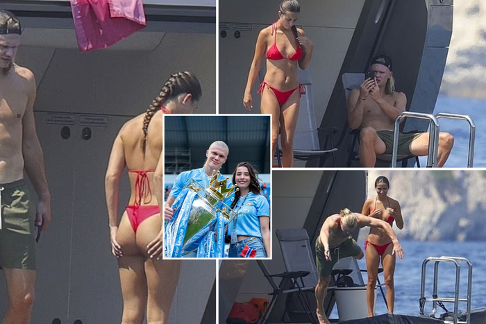 Erling Haaland and girlfriend Isabel Haugseng spotted holidaying on yacht in Ibiza months after welcoming first child
