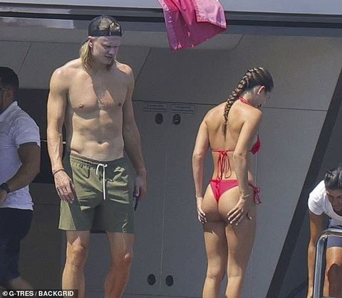 Haaland and his girlfriend Isabel Haugseng in Ibiza | Credit: Daily Mail