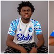 Daniel Daga (left) sporting the Enyimba away kit