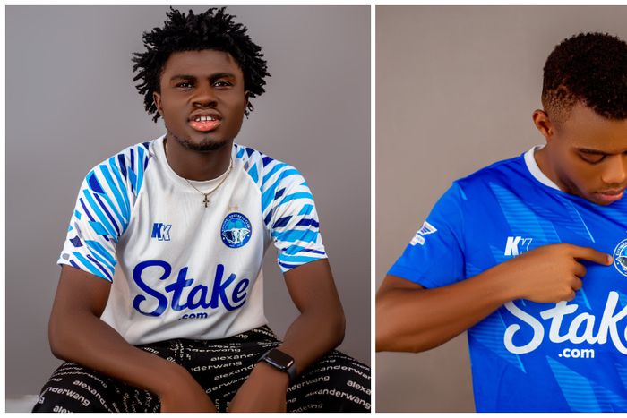 Daniel Daga (left) sporting the Enyimba away kit