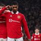 Marcus Rashford celebrates after scoring for Manchester United against Charlton