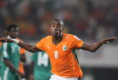 Salomon Kalou celebrates after scoring against Nigeria at the 2008 AFCON | Imago
