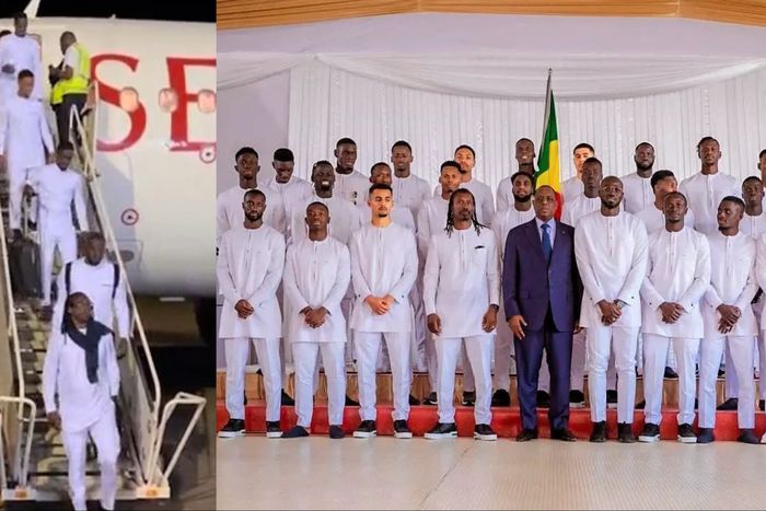 Newly married Sadio Mane leads defending Champion Senegal to AFCON in Côte d'Ivoire wearing all white.