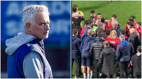 Special one Mourinho gives team talk to opponents on the pitch after flogging them