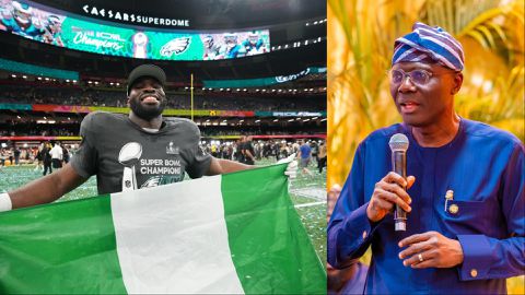 Lagos-born Talent - Governor Sanwo-Olu celebrates Morotoluwa Ojomo on Super Bowl victory