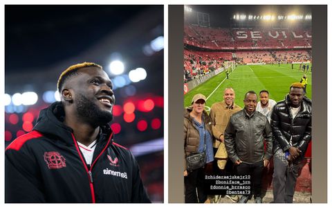 Super Eagles star Boniface travels to Spain to watch Ejuke’s Sevilla against Barcelona