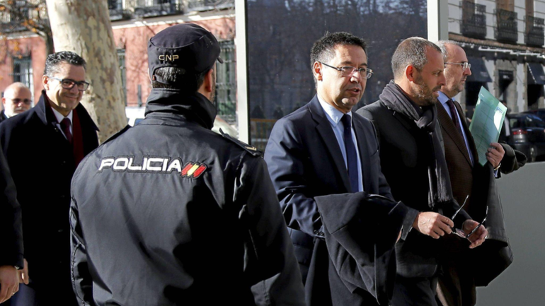 Former Barcelona presidents Jose Maria Bartomeu and Sandro Rosell