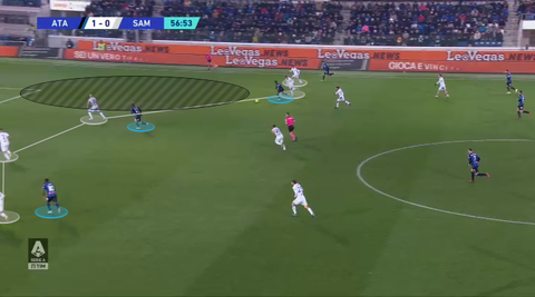 Lookman uses the space created by Hojlund and Boga to double the lead for Atalanta against Sampdoria
