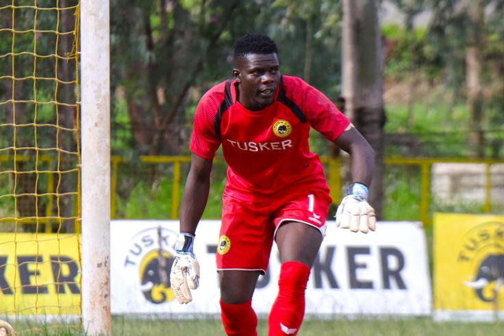 Tusker goalkeeper Brian Bwire in action against Sofapaka.
