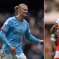 A collage of Manchester City forward Erling Haaland and Arsenal's Bukayo Saka.