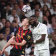 Haaland challenged Rudiger for the ball in the first leg