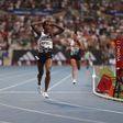 Faith Kipyegon after smashing 5,000m world record at the Paris Diamond League