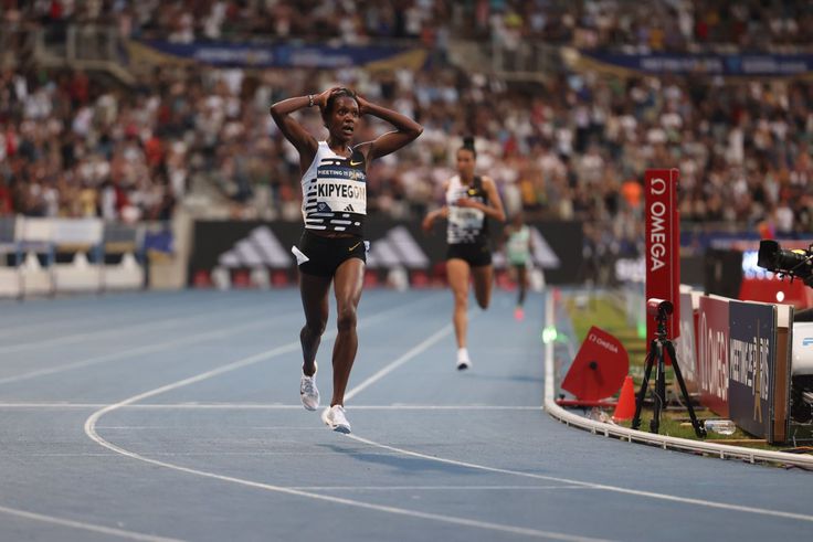 Faith Kipyegon after smashing 5,000m world record at the Paris Diamond League