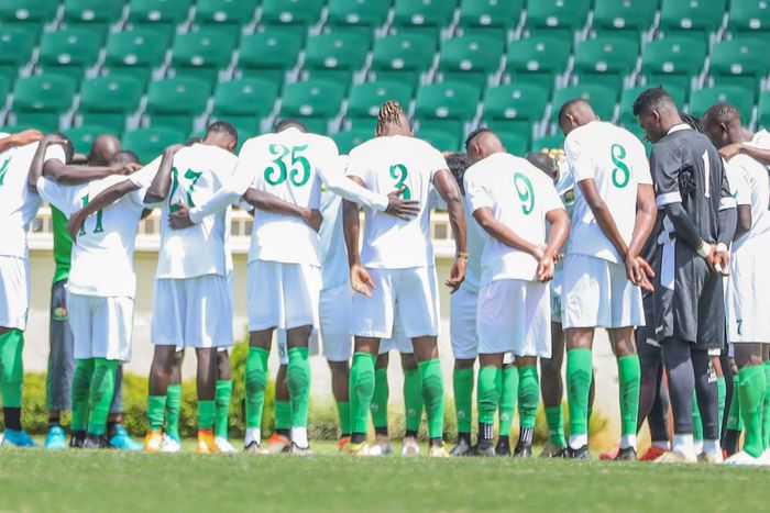 Harambee Stars players in training session at Kasarani.