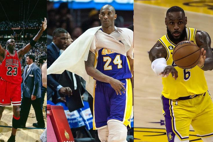 NBA legends Michael Jordan, Kobe Bryant and LeBron James.