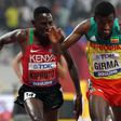 Conseslus Kipruto (L) and Lamecha Girma