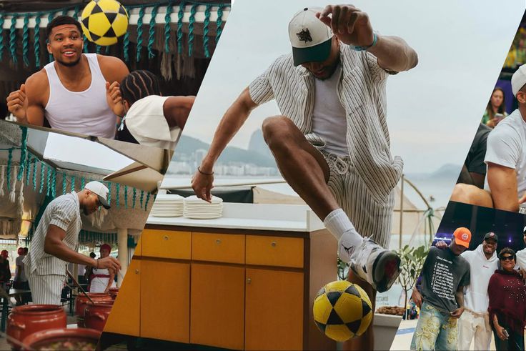 Nigerian Freak Giannis Antetokounmpo enjoys the offseason from the NBA with family, showing off football skills in Rio de Janeiro, Brazil.