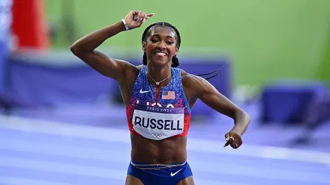 USA's Masai Russell upsets Camacho-Quinn in Tobi Amusan's absence to win 100m women's hurdle