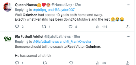 There were some fans who believed that Osimhen stayed in the game as the Super Eagles ran riot against Sao Tome to add more goals to the tally.