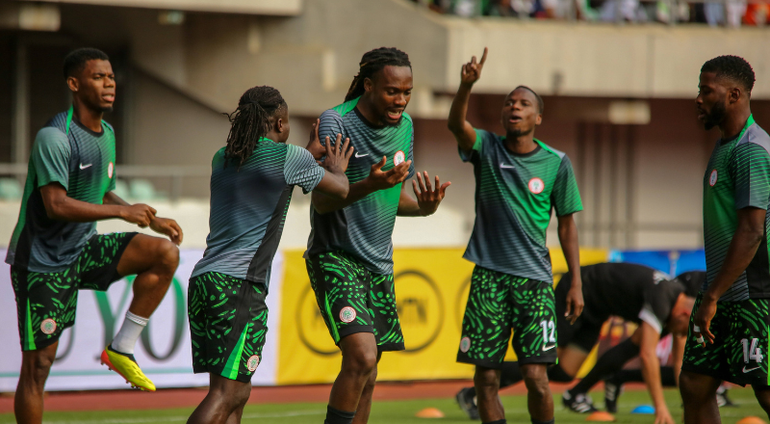 Olisa Ndah, Raphael Onyedika of Nigeria during the 2025 Africa Cup of Nations {AFCON} qualifier match between Nigeria and Benin Republic at Godwill Akpabio Stadium || Image credit: Imago
