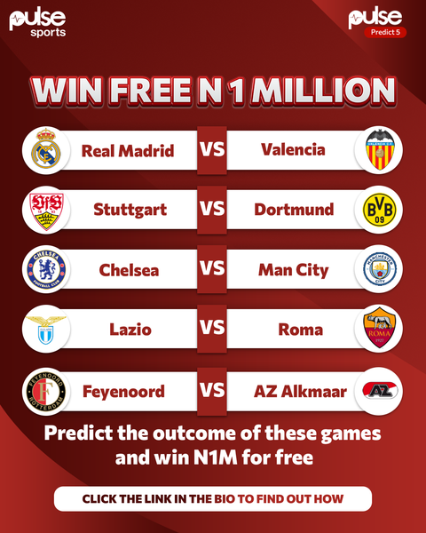 Pulse Sports prediction game: Enter your week 12 predictions for a chance to win ₦‎1 million