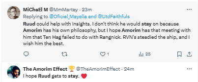 See what Manchester United fans want Ruben Amorim to do with Ruud van Nistelrooy after victory against Leicester City.