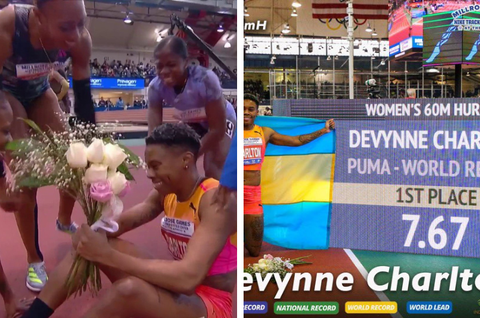 [WATCH] Devynne Charlton storms to new 60m Hurdles WORLD RECORD of 7.67s at Millrose Games