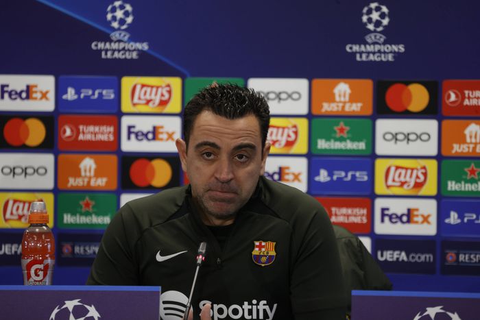 Barcelona's Xavi Hernandez in a UCL press conference || Image credit: Imago