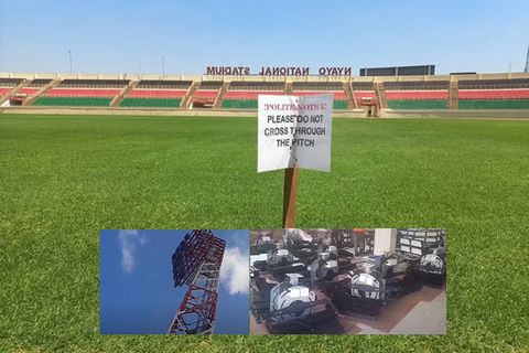 Update on installation of floodlights at Nyayo Stadium before Harambee Stars clash against Aubameyang's Gabon