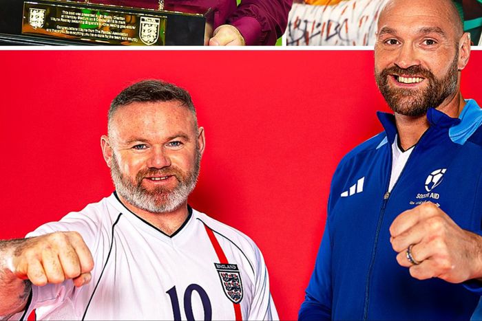 Manchester stars Tyson Fury and Wayne Rooney return to Old Trafford to feature in Socceraid.