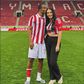 Super Eagles star Bruno Onyemaechi was showered with kisses by girlfriend Ines Fontes to celebrate a call-up for Nigeria's World Cup qualifiers.