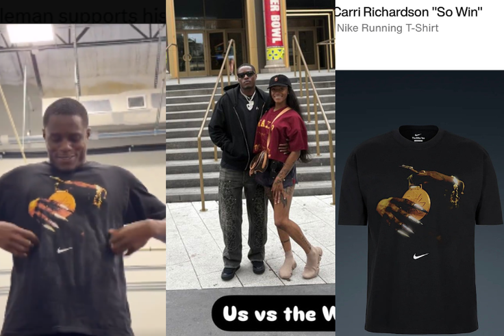 Most supportive boyfriend: Christian Coleman models Sha'Carri Richardson's unreleased Nike 'So Win' t-shirt with pride